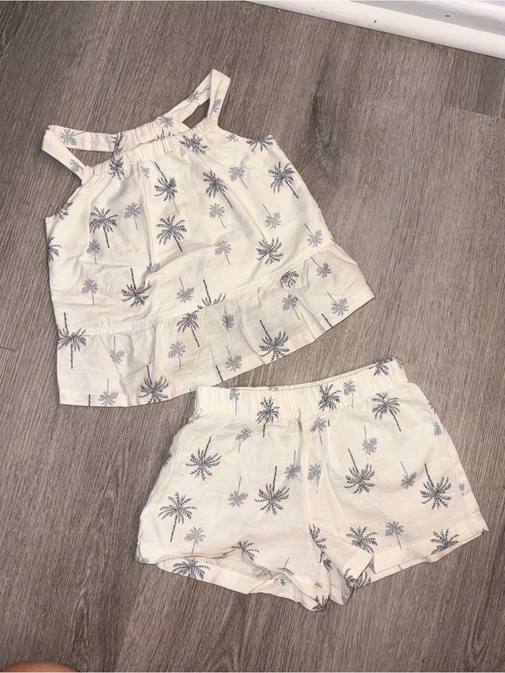 Carter's Cream Palm-Print Tank & Shorts Sleep Set